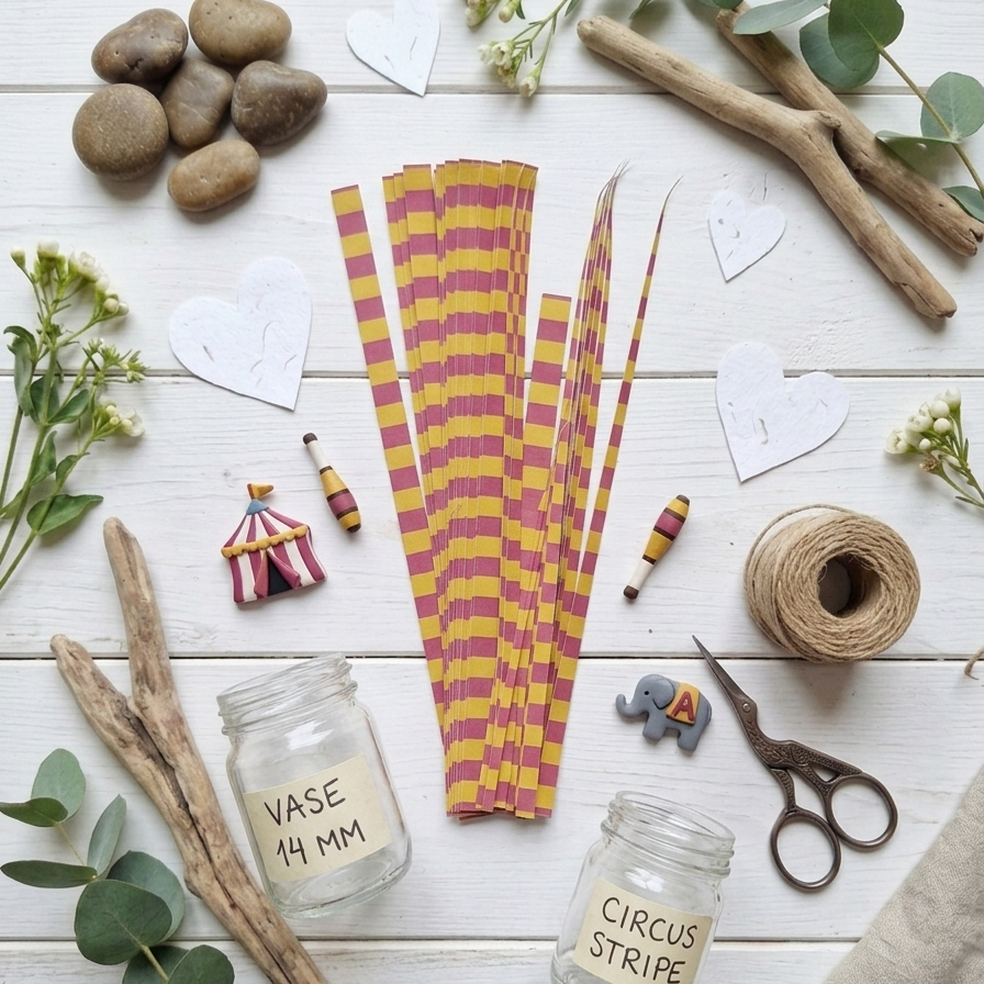 pre-cut paper strips to create paper beads