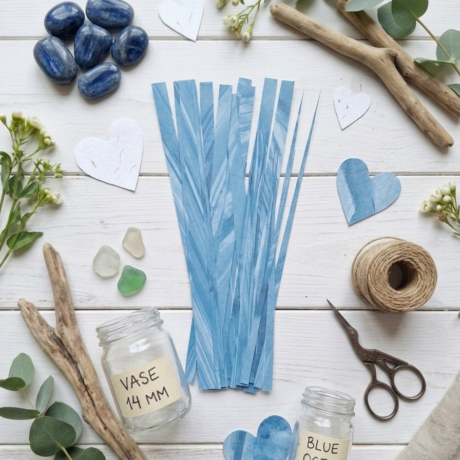 pre-cut paper strips to create paper beads