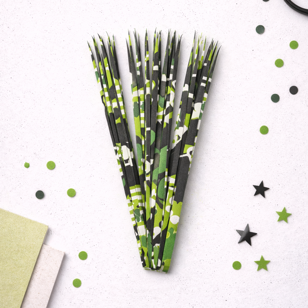 pre-cut paper strips to create paper beads