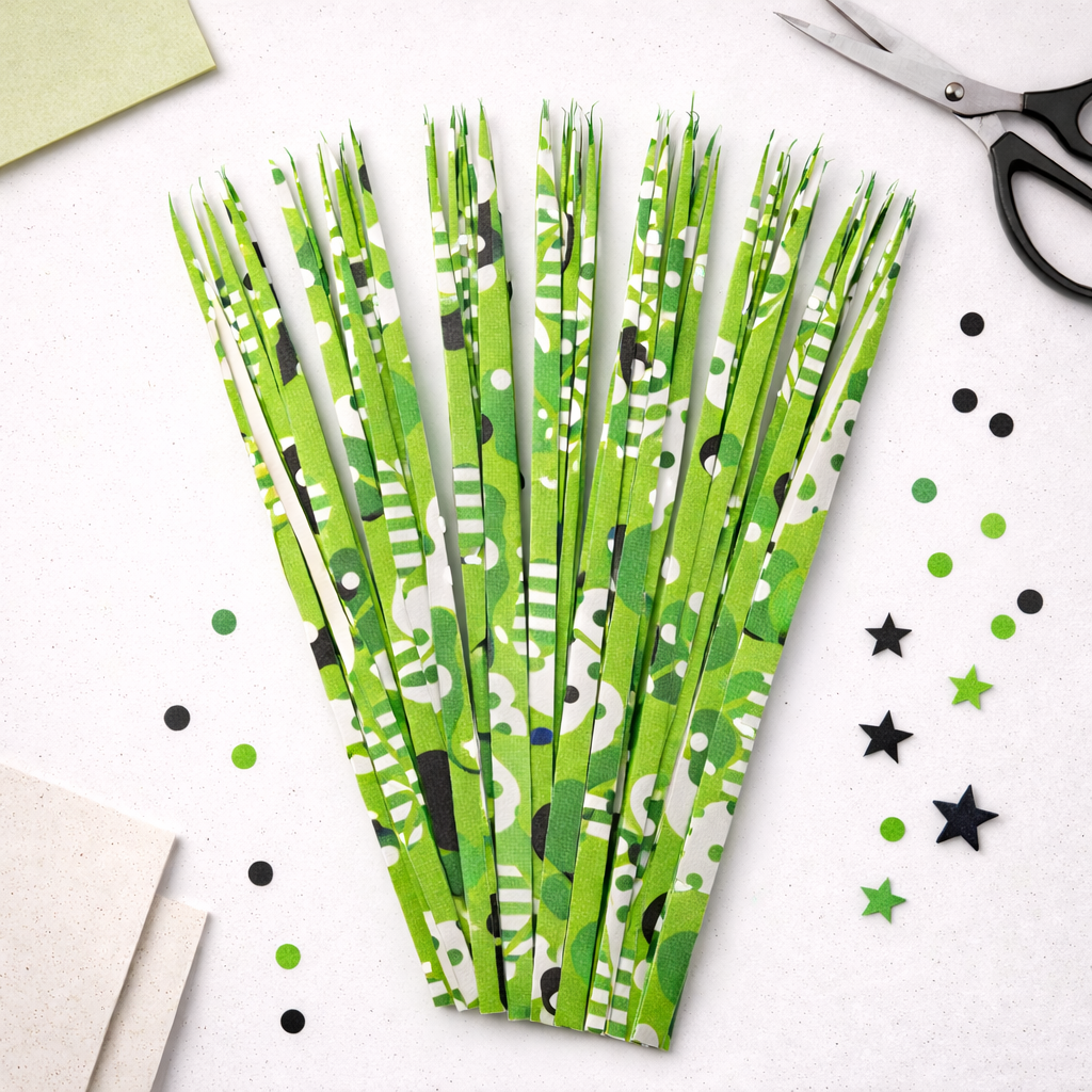 pre-cut paper strips to create paper beads