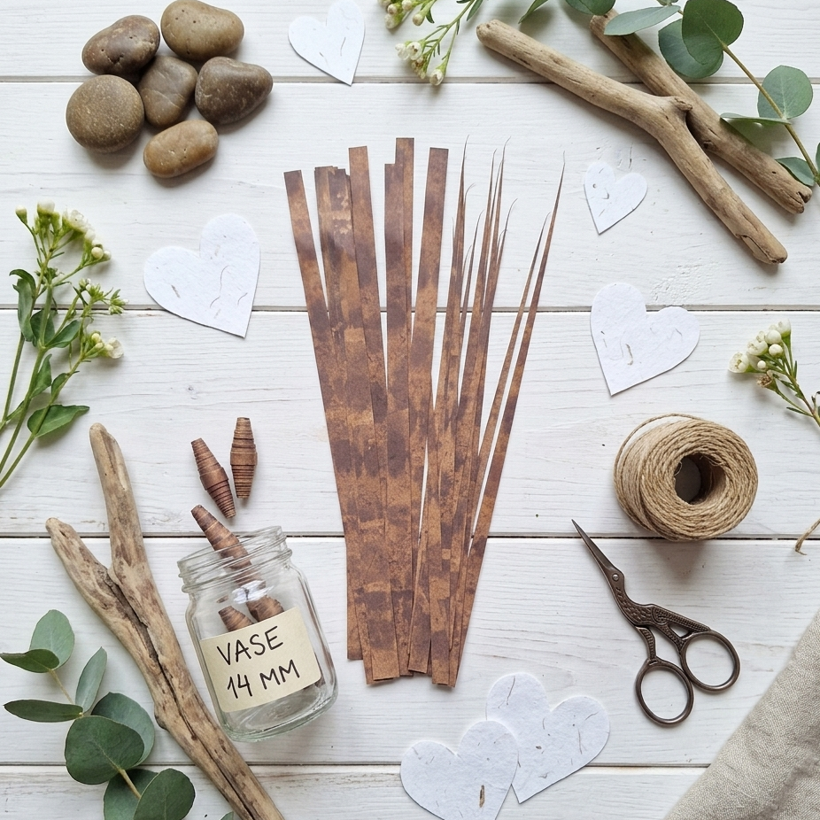 pre-cut paper strips to create paper beads