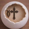 Antique bronze centerpiece and gold cross from Desert Sanctuary DIY Rosary Bead Kit