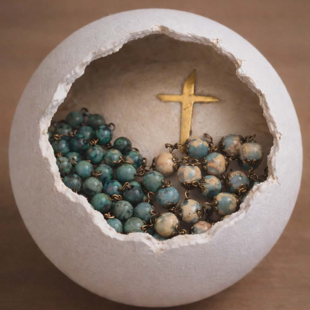 Desert Sanctuary DIY Rosary Bead Kit with turquoise stone beads and cream marbled accents