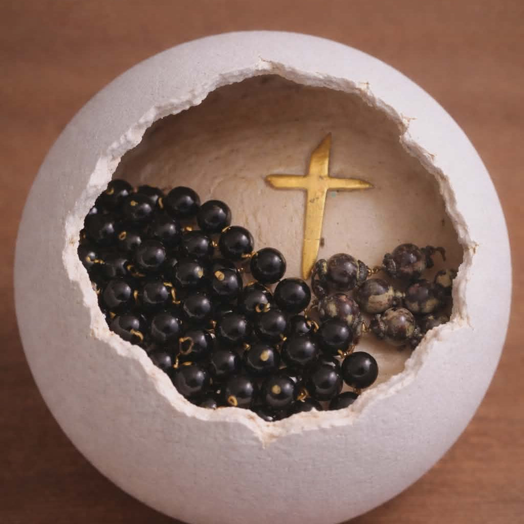 Midnight Covenant DIY Rosary Bead Kit with black glossy beads and marbled brown accents
