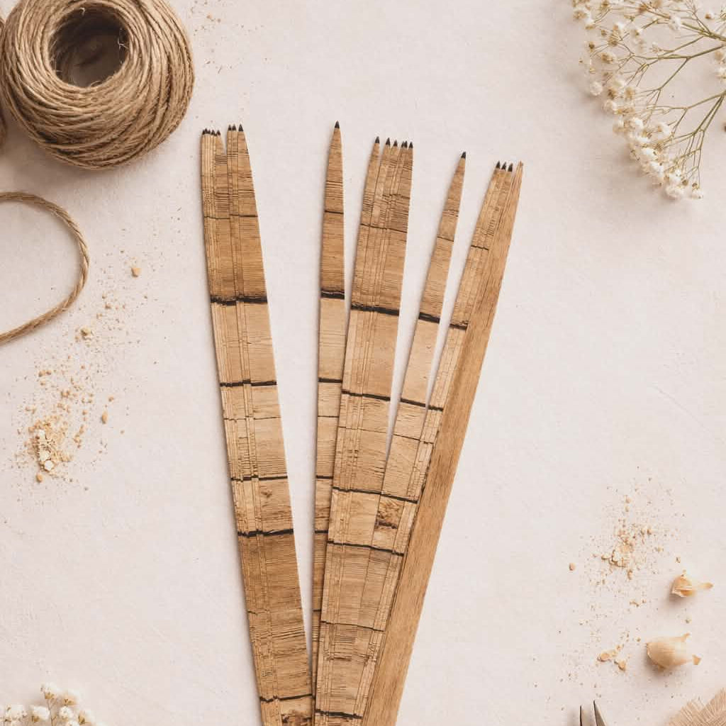 Natural woodgrain print paper bead strips for DIY jewelry making and craft projects