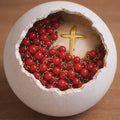 Sacred Ember DIY Rosary Bead Kit with vibrant red beads and gold cross