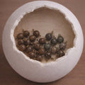Woodland Reverence DIY Rosary Bead Kit with wood-grain brown beads and mossy green stone accents